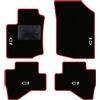 QUEMAR Tappetini Auto per Citroen C1 2005-2013, Bordo Rosso, 4 Ricami | Kit Tappeti Moquette e Gomma su Misura / Set 2 Anteriori + 2 Posteriori / Ricami e Colori Personalizzati / Antiscivolo