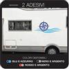 kamiustore Adesivo Rosa dei Venti su Onde per Camper, roulotte, Van e Barche in Vinile - 2 Adesivi 98x42 cm (Blu/Azzurro)