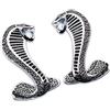 YK ZAOOER Metallo 3D Shelby Cobra Snake (Link Destra e) Emblema Distintivo Adesivo Adesivo per Gli Sport Ford Mustang Set di 2,Black Silver