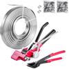VEVOR Set di Reggiatura per Cinghie Metalliche, Rotolo di Reggiatrice Resistente in Acciaio da 60 m con 200 Fibbie Metallici, Kit di Reggiatrice Manuale Imballaggio per Magazzino Trasporto Trasloco
