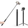 Cuifati Asta Selfie Invisibile da 100 Cm, Asta Super Lunga Estesa in Lega di Alluminio a 4 Sezioni Asta Selfie Professionale per Fotocamera Treppiede Vite Regolabile da 1/4 Pollice per