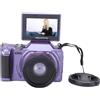 XUMIUZIY Fotocamera Digitale, Videocamera 4K da 64 MP con Schermo Ribaltabile da 3 Pollici e Zoom Digitale 18X, per Fotografia Grandangolare e Macro (PURPLE)
