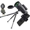 ＣＨＡＭＥＥＮ Telescopio monoculare 12 x 50 HD monoculare Hd Zoom impermeabile con supporto per smartphone