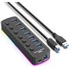 fxwtich Adattatore hub USB ad alta velocità professionale per docking station portatile, nero