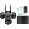 VBESTLIFE Telecamera di Sicurezza Solare AI con Tripla Lente da 12 MP, PTZ UHD 6K e Rilevamento del Movimento PIR, Audio Bidirezionale WiFi IP66 Impermeabile per APP V380 Pro