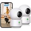 AOSU Telecamera di sicurezza da interni da 4 MP, 2,5 K, baby monitor, videocamera a 360° per la sicurezza domestica, telecamera WiFi con router Wi-Fi da 5/2,4 GHz, chiamata one-touch, monitoraggio