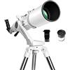 RENYUEH Telescopio per bambini e principianti, telescopio rifrattore astronomico da 102 mm di apertura e 600 mm, treppiede e cercatore, telescopio da viaggio portatile
