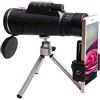 RENYUEH Telescopio monoculare per telefoni cellulari con bussola e treppiede, telescopio rifrattore astronomico, mini telescopio, applicazione all'aperto