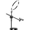 Generic Supporto per telefono, supporto per fotocamera, braccio articolato con anello luminoso a LED alimentato tramite USB, 3 sorgenti luminose, design leggero, treppiede per insegnamento online, produzione