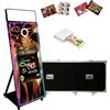 WideMeet Specchio magico per cabina fotografica da 65 pollici, touch screen da 32, luce LED RGB quadrata, mini PC, custodia per il noleggio di eventi (nero, cabina fotografica+stampante)