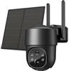Yhytgbhk Telecamera di sorveglianza 4G LTE solare con SIM 2K 3MP PTZ Telecamera wireless 3 colori IR Visione notturna Rilevazione PIR(Solar Cam Add 128GB)