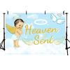 MEHOFOTO 2,1 x 1,5 m Simpatico Paradiso Inviato Bambino Doccia Partito Sfondale Puntelli Azzurro Cielo Bianco Nube Angelo Oro Ala Decorazioni Regalo Dio Fotografia Sfondo Banner Foto