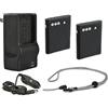 Hila Optics. Batterie ad alta capacità (2 unità) + caricabatterie da viaggio AC/DC compatibile con Sony Cyber-Shot DSC-HX300 + Krusell Multidapt Neck Strap (finitura nera)