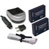 Hila Optics. Batterie ad alta capacità (2 unità) + caricabatterie da viaggio AC/DC compatibile con Leica C-LUX 1 + Krusell Multidapt tracolla (finitura nera)