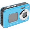 XUMIUZIY Fotocamera Subacquea 4K, Fotocamera Digitale Compatta a Doppio Schermo con Zoom Automatico da 48 MP e Zoom 16X, Fotocamera Selfie Resistente All'acqua Fino a 11 Piedi per lo (BLUE)