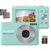 Andoer Portatile 1080P Fotocamera Digitale Videocamera 44MP Auto Focus 2.5 Schermo IPS Zoom Digitale 16X Anti-Shake Face Detect Smile Capture con Scheda di Memoria 32GB 2 Batterie Regalo di Natale