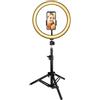 KJsdaADSA Anello luminoso a LED da 10 pollici con supporto per treppiede e supporto per telefono, luce ad anello per selfie dimmerabile per telefono Trucco selfie YouTube Video