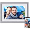 YunQiDeer FRAMEO Cornice digitale con display touch IPS da 10,1 pollici, archiviazione da 16 GB, rotazione automatica, facile configurazione per condividere foto o video tramite app