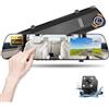 Podofo Mirror Dash Cam for Cars,4 Rear View Mirror 1080P Front and Rear View Dual Cameras,Super Night Vision,Parking Assistance,Loop Recording,Motion Detection,Waterproof Backup Camera for Cars