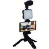 Generisch Supporto per telefono Treppiede con microfono, set video con microfono, podcast portatile e vlogging per smartphone vlogging e streaming live