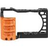 Generico Compatibile for Sony a6000 A6100 A6300 A6400 Camera Cage Rig con manico in legno Cold Shoe 1/4 3/8 fili(B)