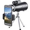 Generic Monocolo portatile 12X50 Monoculare impermeabile con supporto per smartphone Treppiede Binocolo con prisma BAK4 Obiettivo grande per oculare Cannocchiale per birdwatching per adulti Viaggi all'aperto