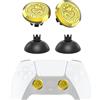 KD.FLY Tappi per levette intercambiabili in metallo e base per levette per controller PS5, kit di ricambio per controller PS5 Dual Sense, 2 joystick, 2 basi per levette, drago dorato