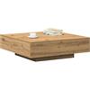 vidaXL Tavolino da salotto Rovere artigianale 100 x 100 x 31 cm | Finitura testurizzata che colpisce, Fatto in legno massello di rovere, Ottimo per servire caffè o come bar in casa