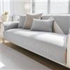 Treer Copridivano Antiscivolo Tessuto di Lino, Stile Semplice Copridivani Morbido 1 2 3 4 Posti Fodera per Divano Angolare/Forma di L Universali Moderno Copertura Divano (110x110cm,Grigio Chiaro)