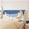 Chickwin Copertura per Testiera Letto Trapuntato, Copri/Fodera Testata Letto Stampa Elastica Morbido Antipolvere, per Singolo Matrimoniale una Piazza e Mezza (Coniglio bianco,120cm)