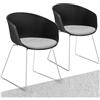 tectake® Set 2 Sedie Sala da Pranzo con Braccioli, Sedie Imbottite, Sedie Cucina Design Elegante, Sedie Sala da Pranzo Moderne con Gambe in Acciaio, Sedie da Cucina Antiscivolo - Nero/Cromo