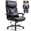 Asukale Sedia da ufficio ergonomica, 200 kg, sedia da scrivania, comoda XXL, seduta larga, imbottita spessa, regolabile in altezza, con cuscino lombare, per grandi persone, in pelle resistente ai