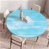Morbuy Tovaglia per Tavolo Rotondo con Elastico, Stampa Tavola di Legno Tovaglia Rotonda Antimacchia Impermeabile con Bordo Elastico Tovaglie Copritavolo (Diametro 90cm,Cielo Blu)