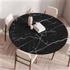 Treer Tovaglia Rotondo Antimacchia, Mollettone Tavolo Rotondo con Bordo Eelastico, 3D Lavabile Copritavolo, Antiscivolo Tovaglia Tonda per Picnic Cucina Casa (120cm,Nero)