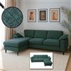 Mendler Divano con penisola HWC-O71, divano angolare L, tessuto (320 g/m²) legno 84x229x140cm - grigio-verde