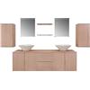 vidaXL Set 9 Mobili da bagno armadietti specchio lavabo lavandino elegante beige