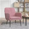 QZZCED Poltrona in velluto rosa poltrona relax imbottita con sgabello e struttura metallica resistente 62 x 79 x 79 cm