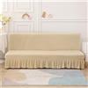 Odot Copridivano Senza Braccioli 1/2/3 Posti con Gonna, Elasticizzato Fodere, Coperture Divano Letto Pieghevole, Copridivano Regolabile, Copri Divano Anti Scivolo (M(160-190cm),Beige)