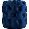 CLP Pouf rotondo in velluto Drancy, imbottito con bottoni decorativi, stile Chesterfield, pouf per soggiorno, camera da letto, Colore:blu, Dimensione:M