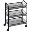 HOMCOM Carrello da Cucina a 3 Livelli con Cesti Removibili e 4 Ruote, in Acciaio e Plastica PP, 45Lx26.5x63cm, Nero