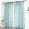 Odot Tende Semi Trasparenti per Interni, Stampa Fiore di Magnolia Tenda Voile con Tasca per Asta Tenda Filtranti Finestra 2 Pannelli Tende Camera da Letto Moderna per Soggiorno (Verde,150x250cm)