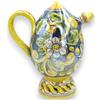 SICILIA BEDDA CAPACI Bummulo Malandrino Borraccia, Ceramica Caltagirone, Due opzioni Misura (1Unità) Smalto Madreperla, Decoro Barocco e Fiori - h 15 cm