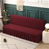 Surwin Copridivano Senza Braccioli 2/3 Posti Elasticizzato, Tinta Unita Antimacchia Fodera per Divano Letto Pieghevole Clic Clac Copri Divano con Gonna Arricciata (120-150cm,Rosso)