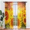 Hiseng 2 Pezzi Tende Voile Trasparente Interni Decorativi Girasole Giallo Sheer Tenda per Camera da Letto Finestre Porta Cucina Soggiorno, Semi Trasparente Tende (140x275cm,Tramonto Arancione)