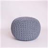 EXQUIZIT HOME Pouf poggiapiedi rotondo lavorato a maglia, grande, 100% cotone, stile marocchino, 50 cm, colore antracite