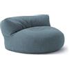 Lumaland Interior Line - Pouf, divano rotondo per interni, imbottitura da 320 l, 90 x 50 cm, effetto lino anche al tatto, colore: avio