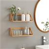 [en.casa] Set di 2 Mensole da Muro Consolle Portaoggetti da Parete Piani a Doghe Mensole in Bambù Naturale per Bagno Cucina Soggiorno 43 x 15 x 15 cm