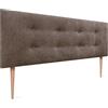 DHOME Testiera in Similpelle o Tessuto AQUALINE Pro con 2 file di bottoni e gambe Testiera imbottita Letto di Lusso (Tessuto Marrone, 160x105cm (Letti 150/160))