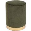 BIZZOTTO Home Pouf in Velluto Colore Verde Forest con Base Oro Modello Lucilla Diametro 35 x Altezza 40 cm
