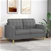 Homgoday Divano a 2 Posti con Schienale Imbottito, Tessuto Resistente e Traspirante, Grigio Scuro, 140 cm